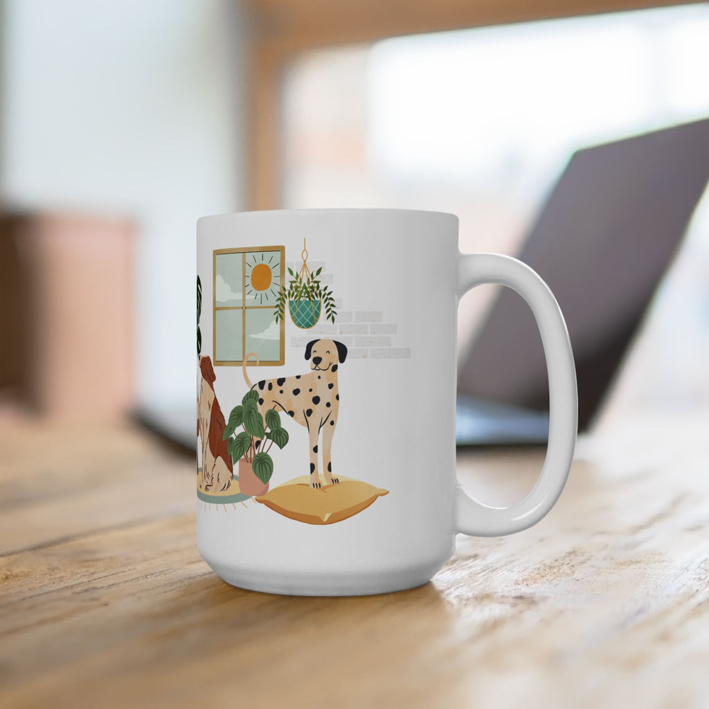 Welcome Home Dog & Plants Ceramic Mug – Cozy Pet Lover Coffee Cup (11oz/15oz)