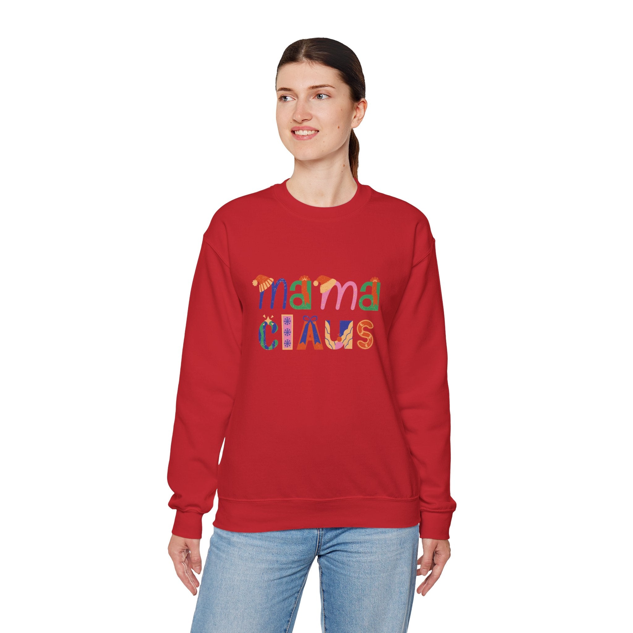 Mama Claus Sweatshirt — Colorful Holiday Crewneck for Moms