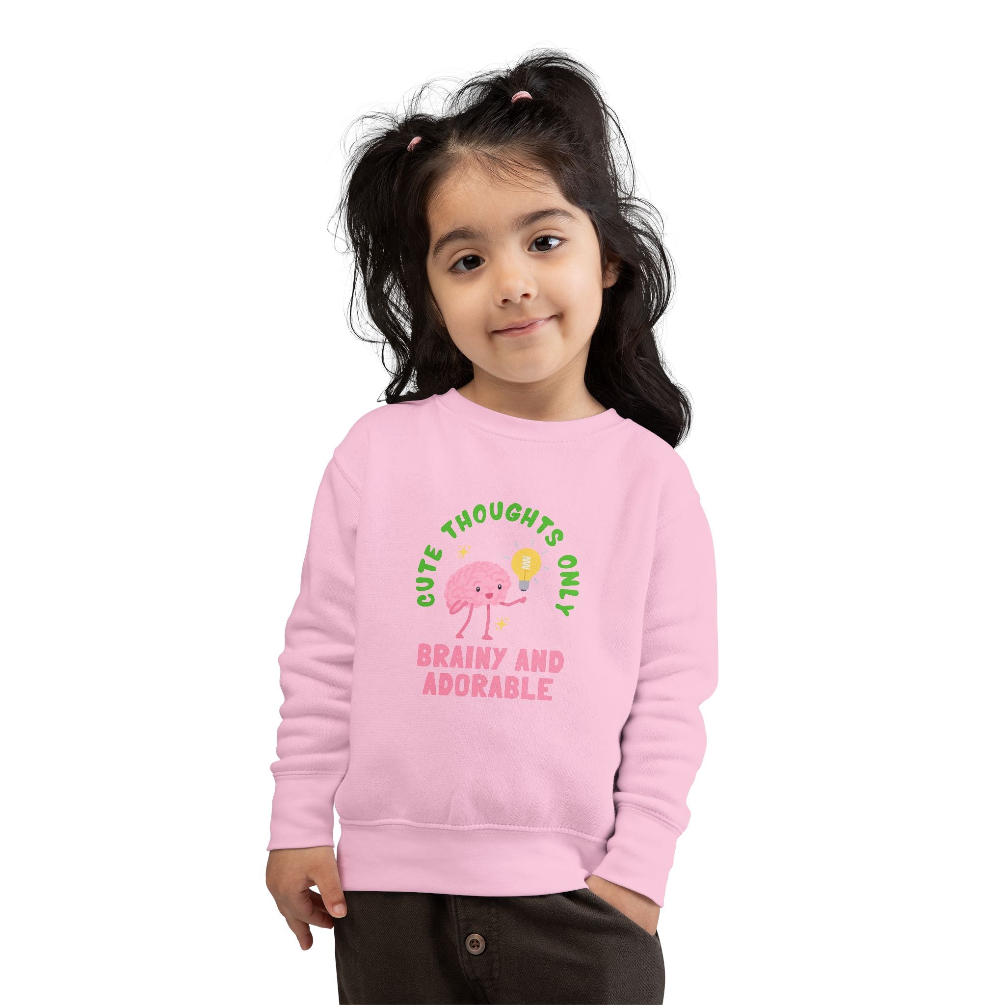 Toddler Sweatshirt Cute Thoughts Only Brain Character Daisy Design