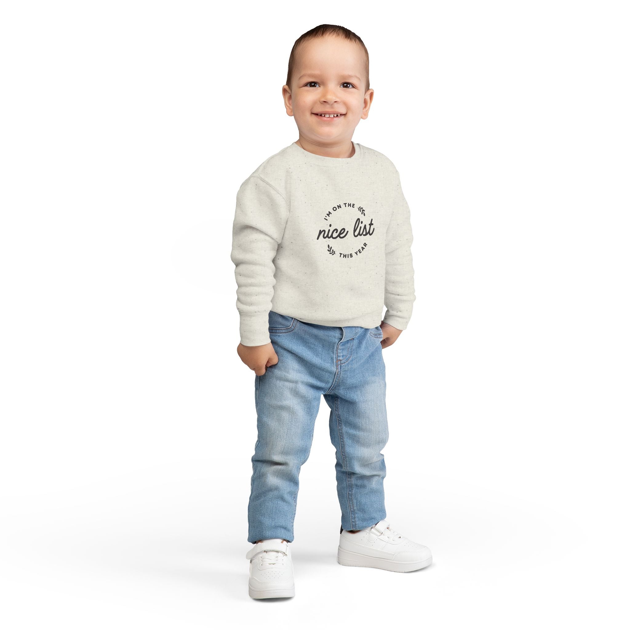 Nice List Toddler Sweatshirt - Soft Cozy Vintage-Inspired Christmas Print