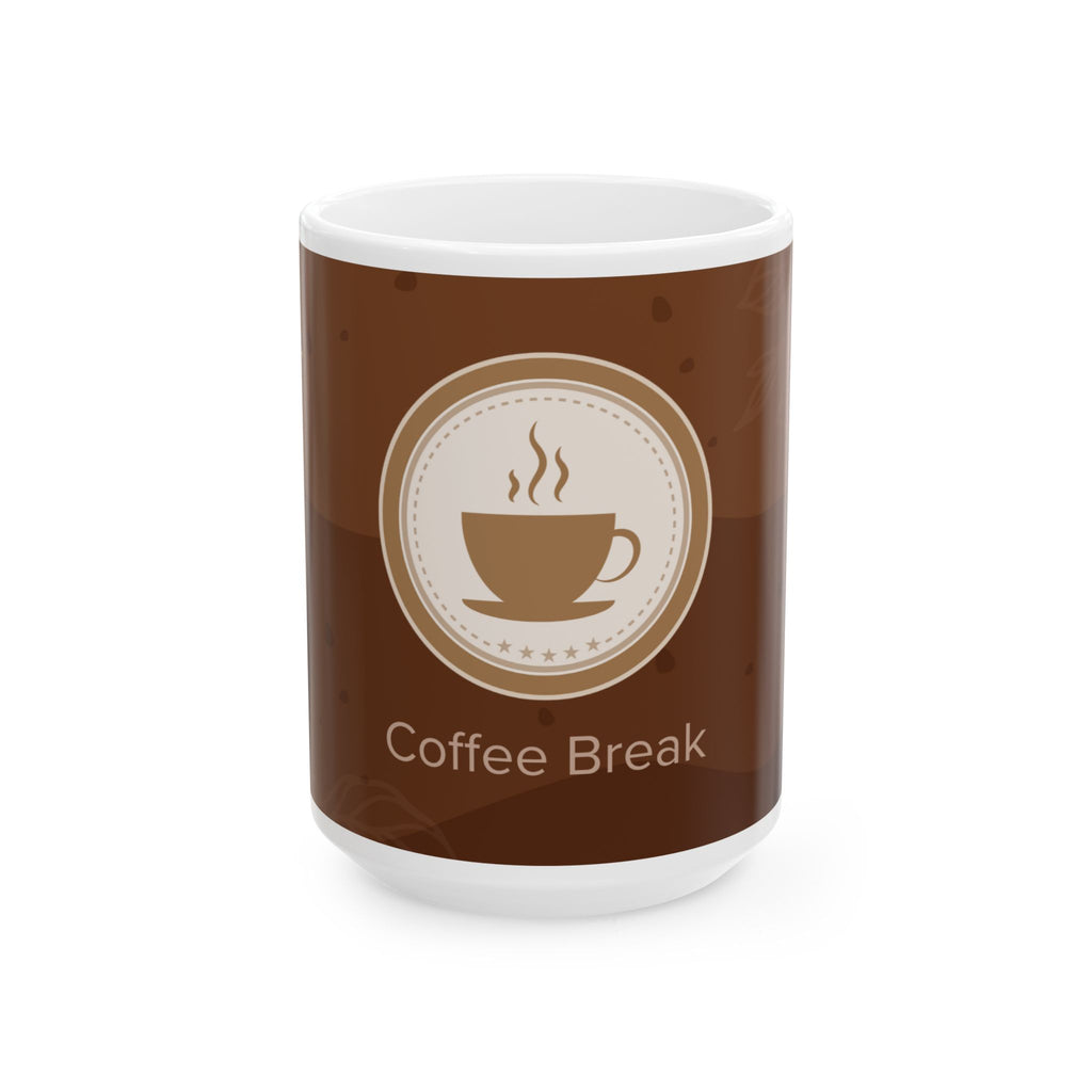 Coffee Break Ceramic Mug – Brown Coffee Cup Design (11oz & 15oz)