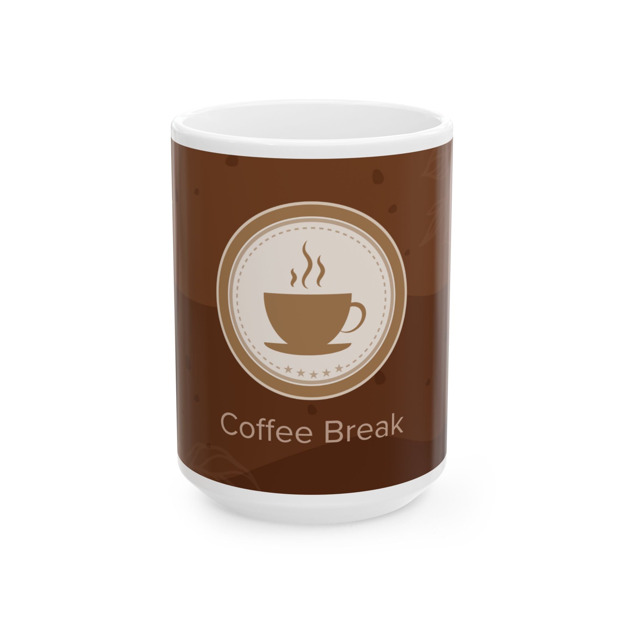 Coffee Break Ceramic Mug – Brown Coffee Cup Design (11oz & 15oz)