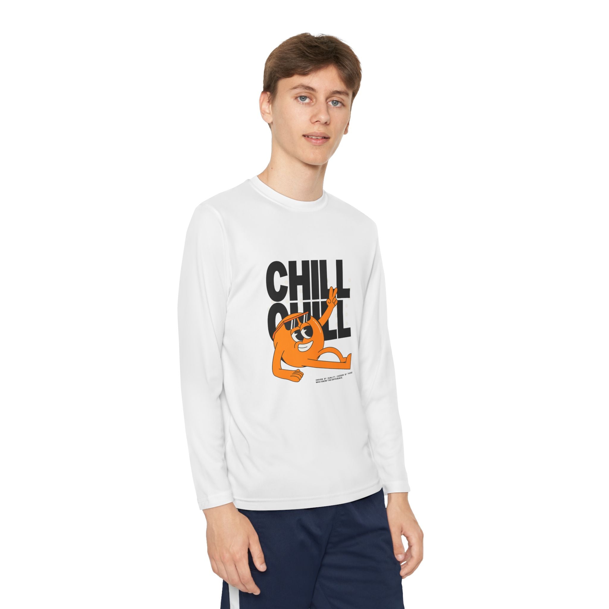 Youth Long Sleeve Tee – 'Chill' Cartoon Character Graphic