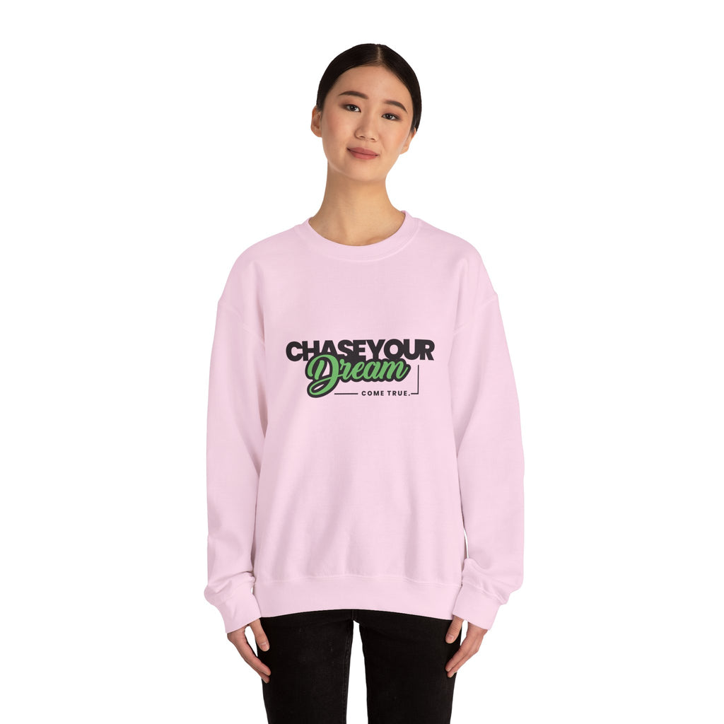 Embroidered Crewneck Sweatshirt - 'Chase Your Dream' Motivational Graphic