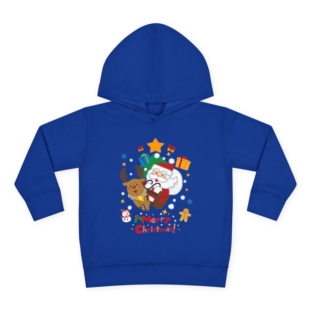Toddler Hoodie — Merry Christmas Santa & Reindeer Holiday Pullover