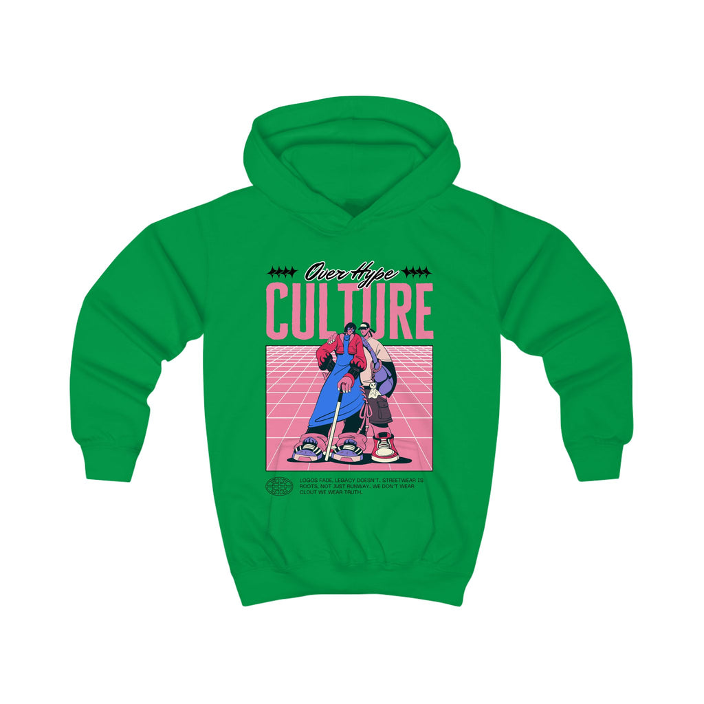 Kids Hoodie with Playful Retro-Inspired Cartoon Print - Street-Style Attitude in Bold Pinks and Blues - Skatepark Vibes - Arcade Loving Kids
