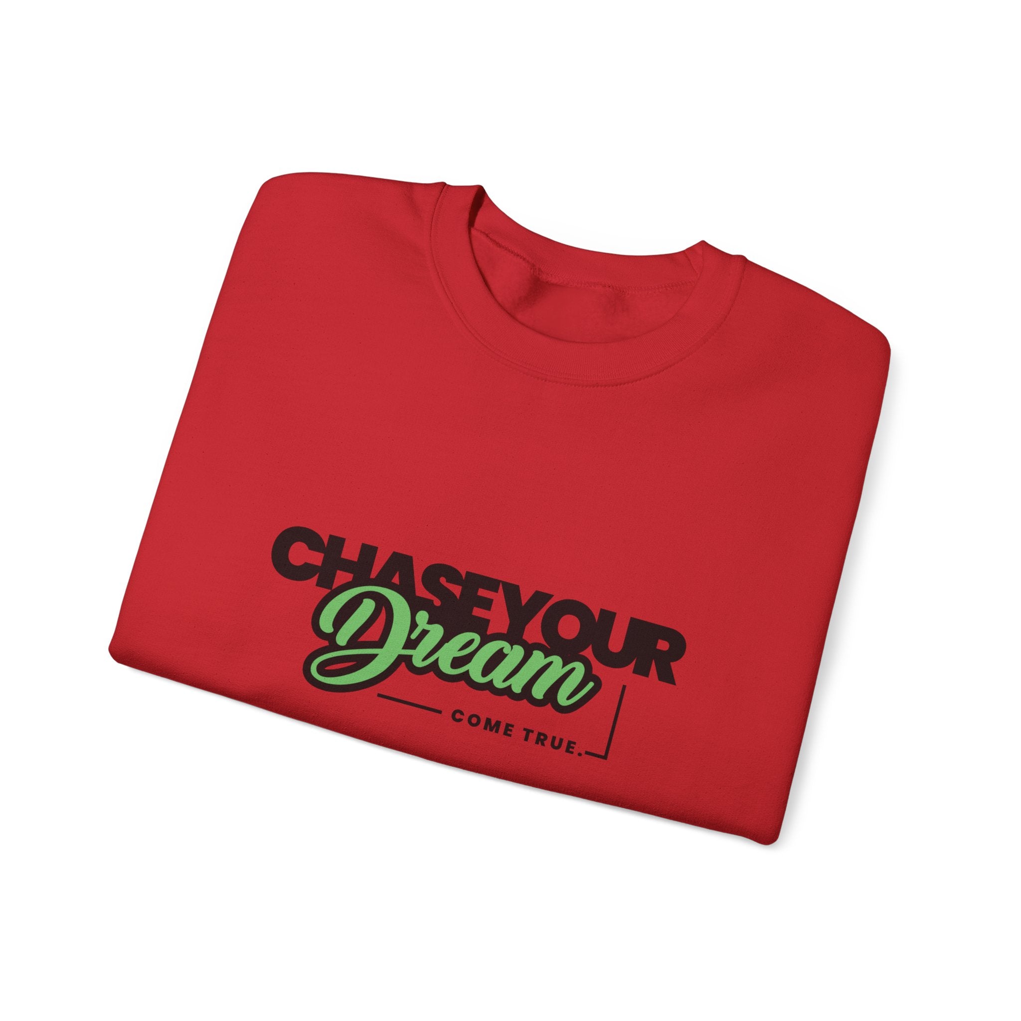 Embroidered Crewneck Sweatshirt - 'Chase Your Dream' Motivational Graphic