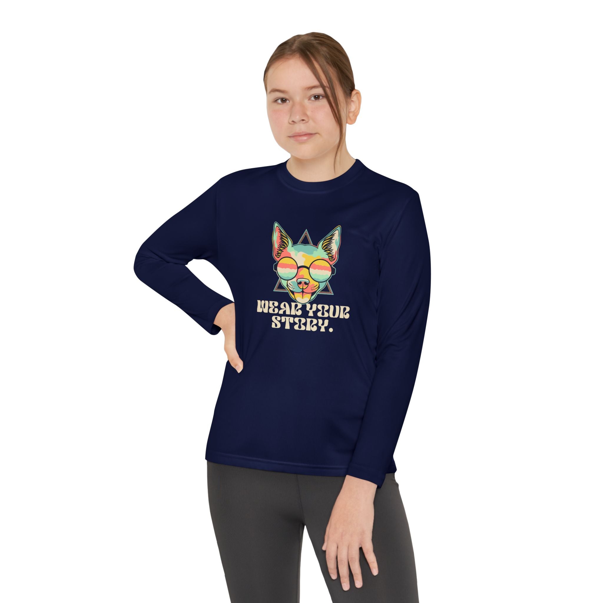 Youth Long Sleeve Tee — 'Wear Your Steez' Neon Dog Graphic