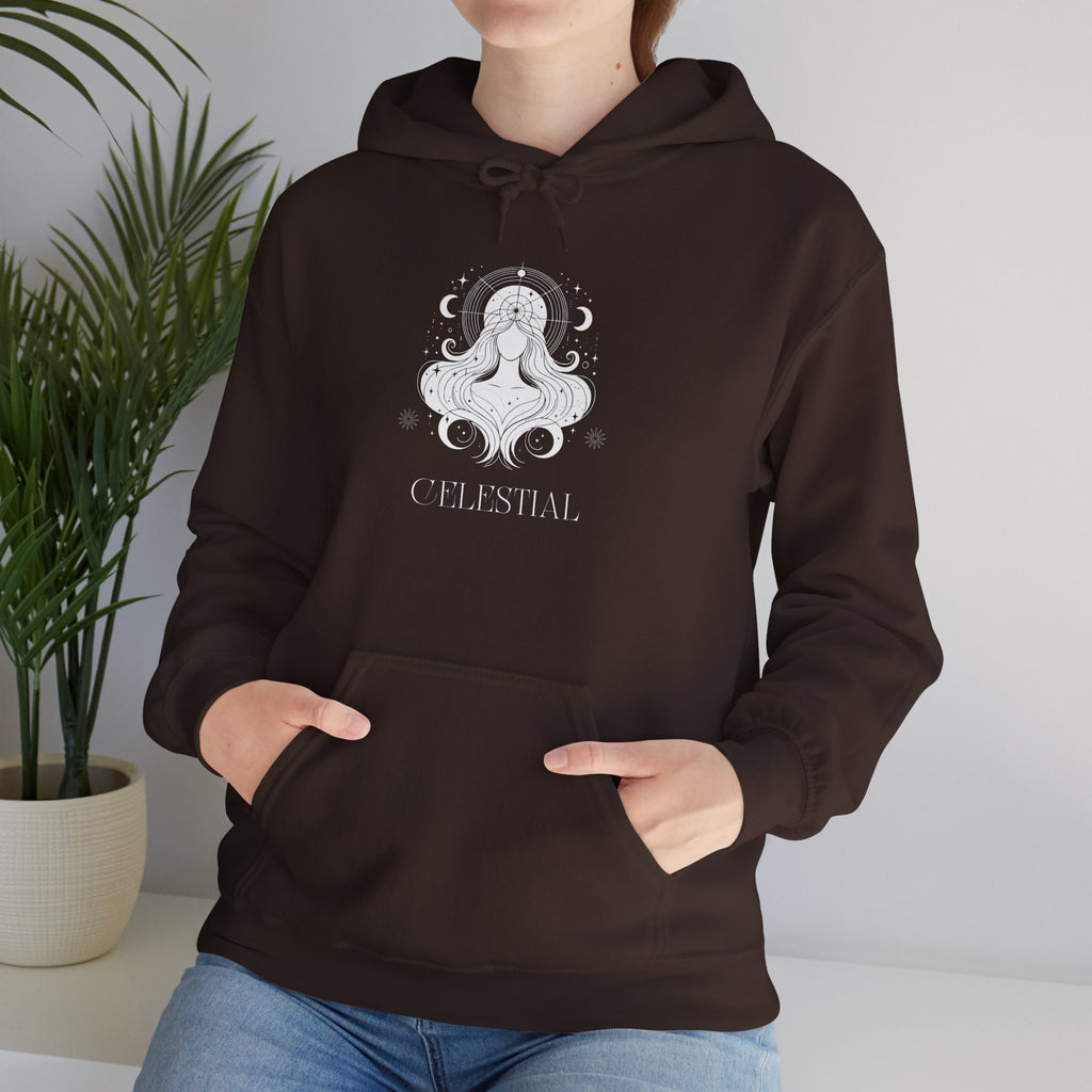 Celestial Goddess Hoodie — Mystical Moon & Star Graphic Sweatshirt