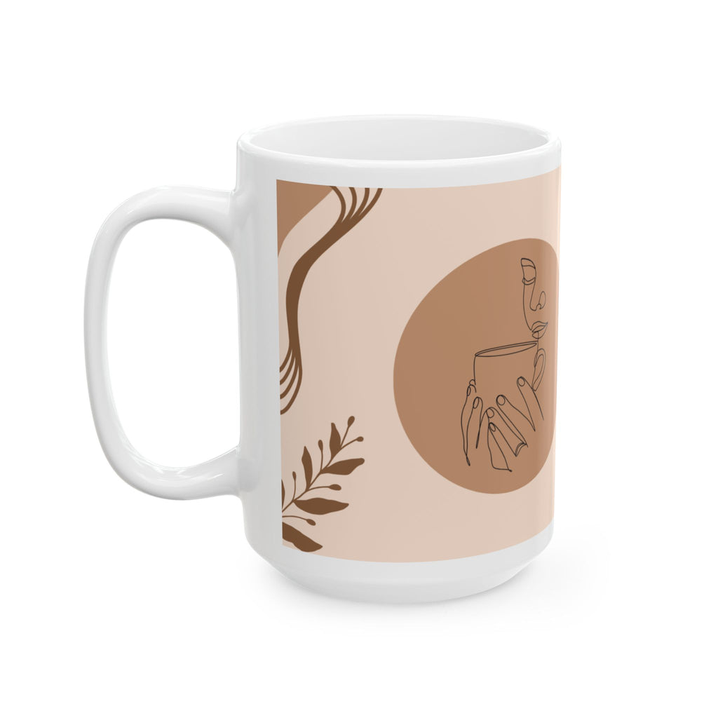 Life Is Better with Fresh Coffee Ceramic Mug — Beige Boho Coffee Cup (11oz/15oz)