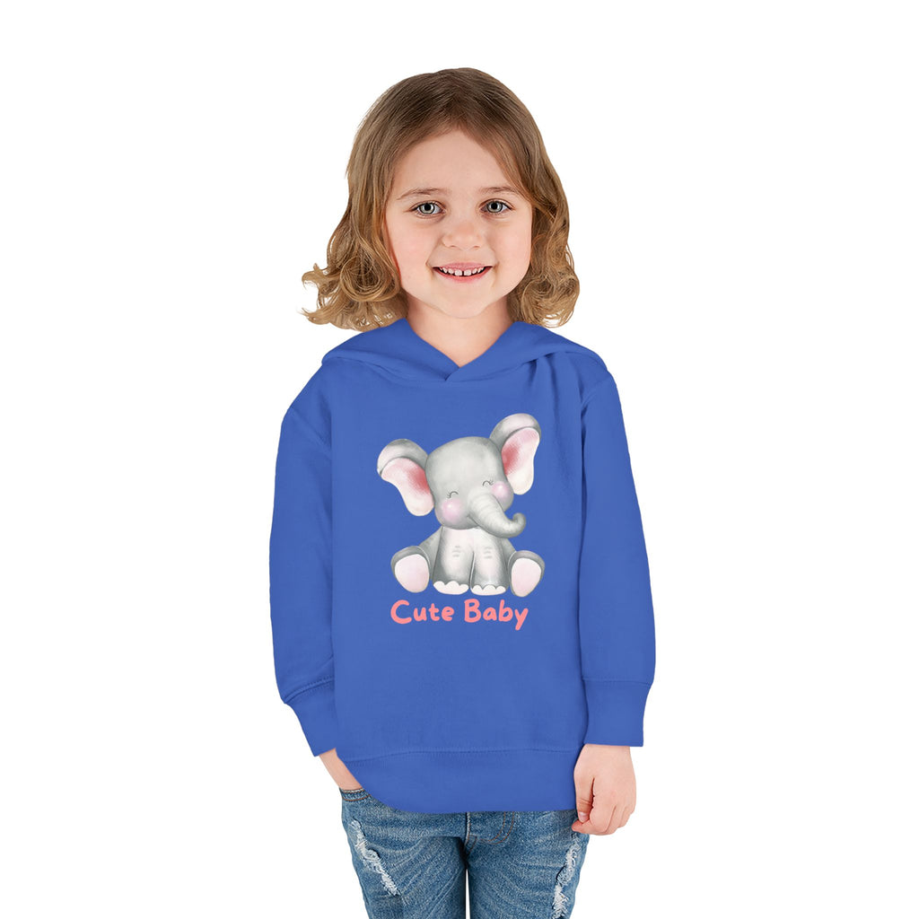 Toddler Hoodie — Cute Baby Elephant Pullover (Pink Text)
