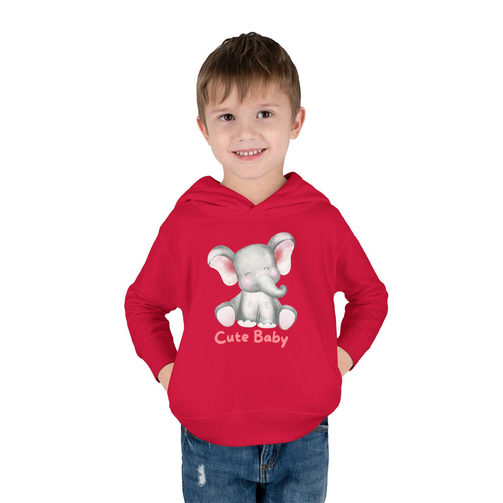 Toddler Hoodie — Cute Baby Elephant Pullover (Pink Text)