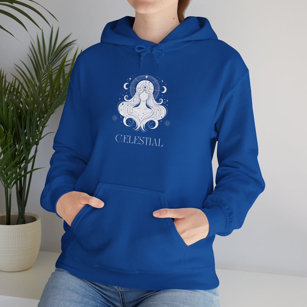 Celestial Goddess Hoodie — Mystical Moon & Star Graphic Sweatshirt