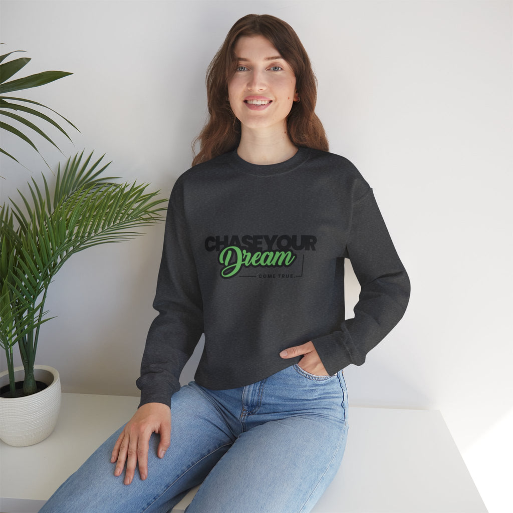 Embroidered Crewneck Sweatshirt - 'Chase Your Dream' Motivational Graphic