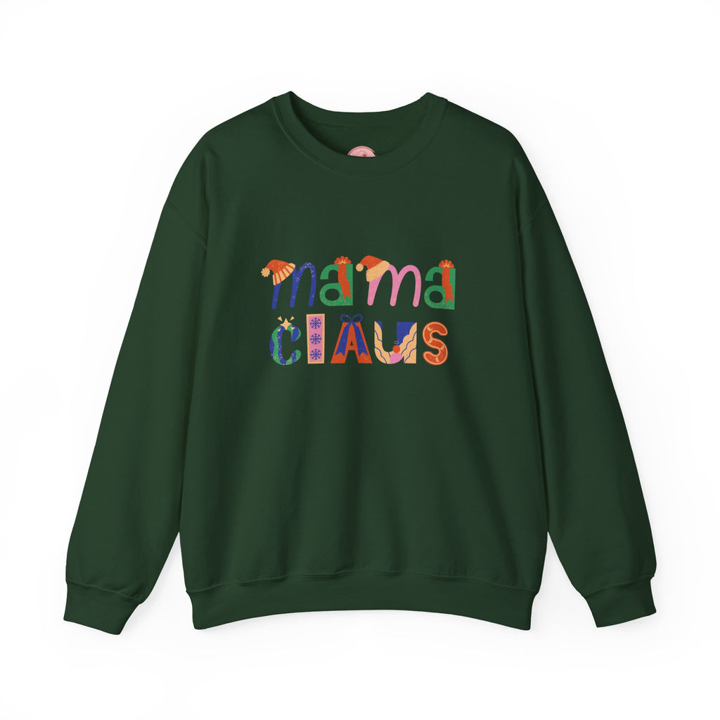 Mama Claus Sweatshirt — Colorful Holiday Crewneck for Moms