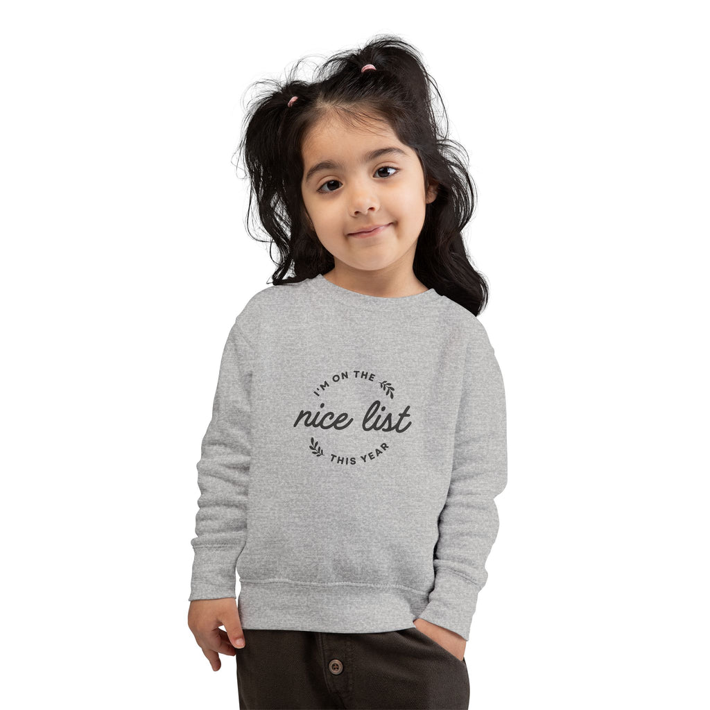 Nice List Toddler Sweatshirt - Soft Cozy Vintage-Inspired Christmas Print