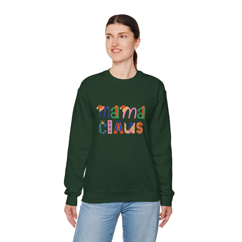 Mama Claus Sweatshirt — Colorful Holiday Crewneck for Moms