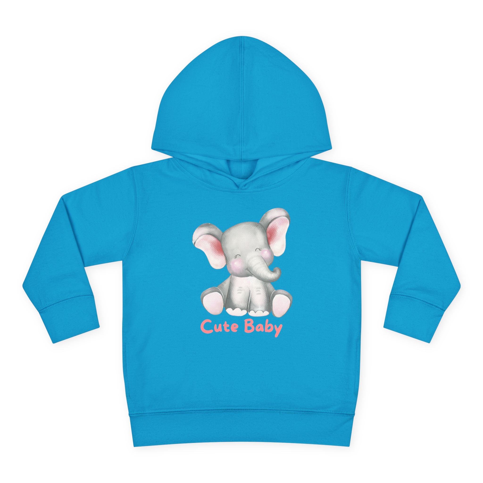 Toddler Hoodie — Cute Baby Elephant Pullover (Pink Text)