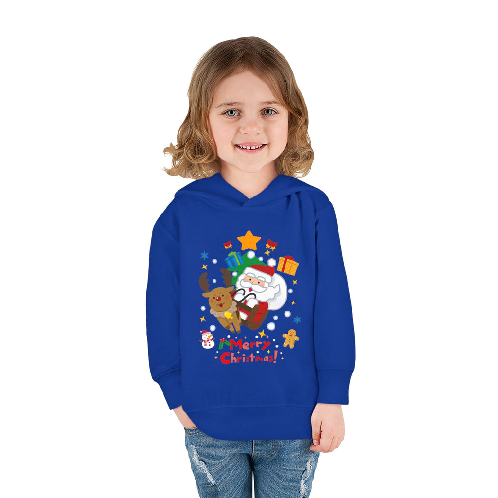 Toddler Hoodie — Merry Christmas Santa & Reindeer Holiday Pullover