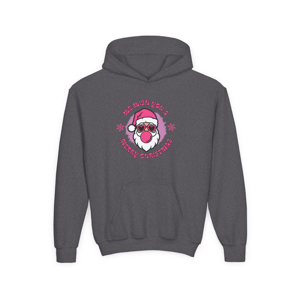 Kids Christmas Hoodie - Pink Sunglasses Santa "He Believes You" Holiday Sweatshirt