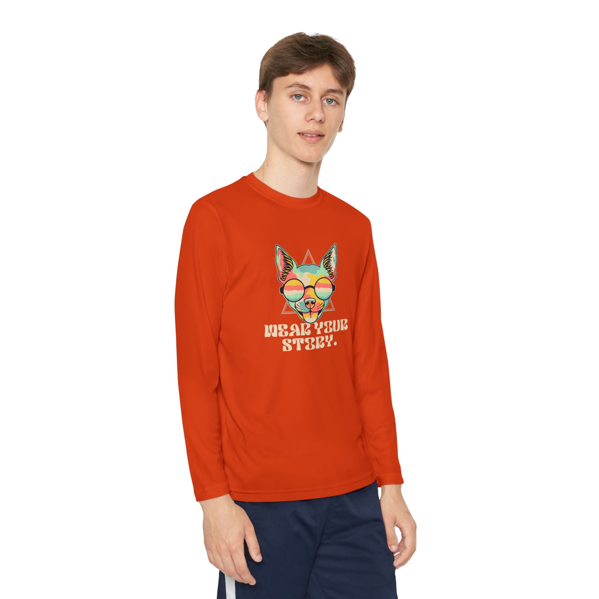 Youth Long Sleeve Tee — 'Wear Your Steez' Neon Dog Graphic