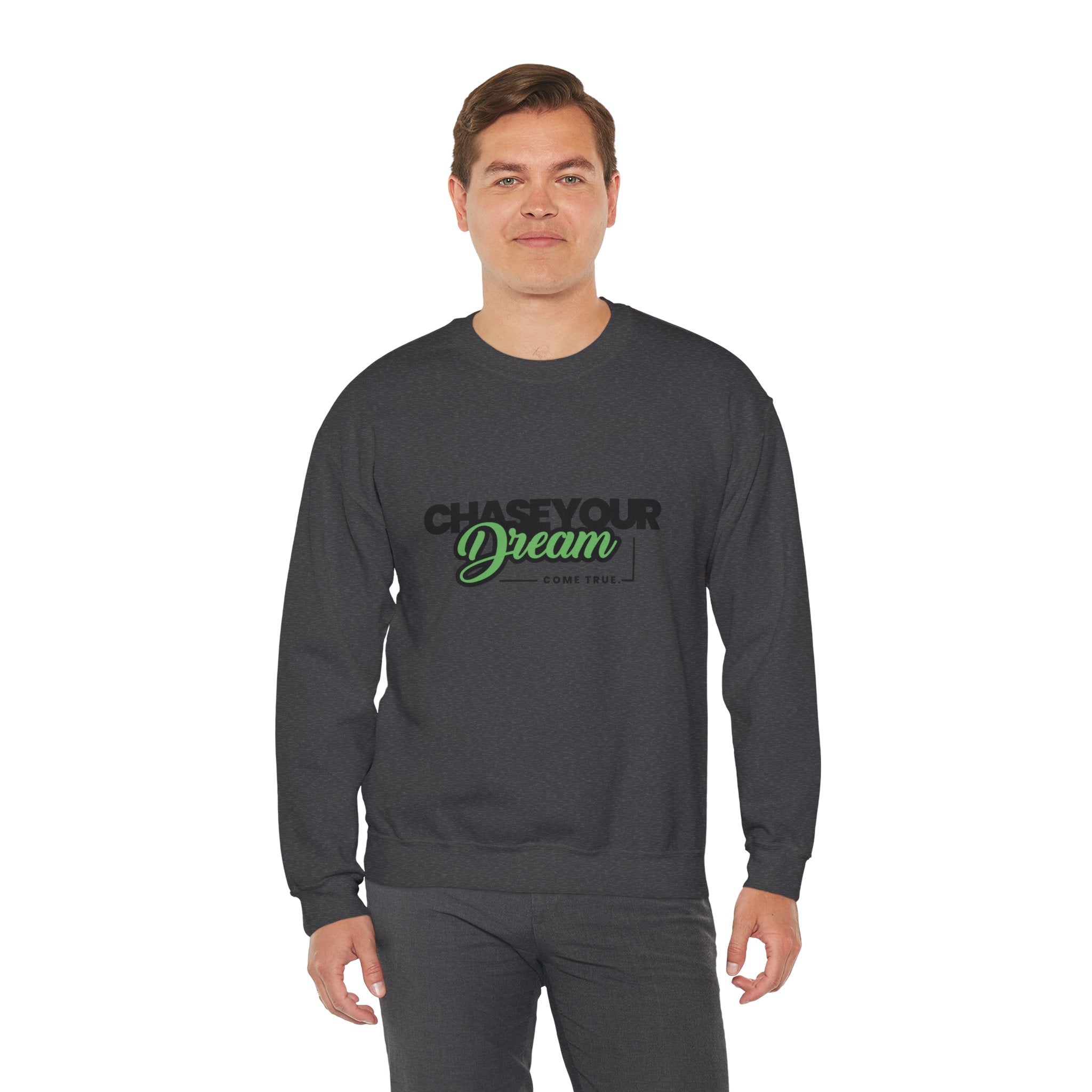 Embroidered Crewneck Sweatshirt - 'Chase Your Dream' Motivational Graphic
