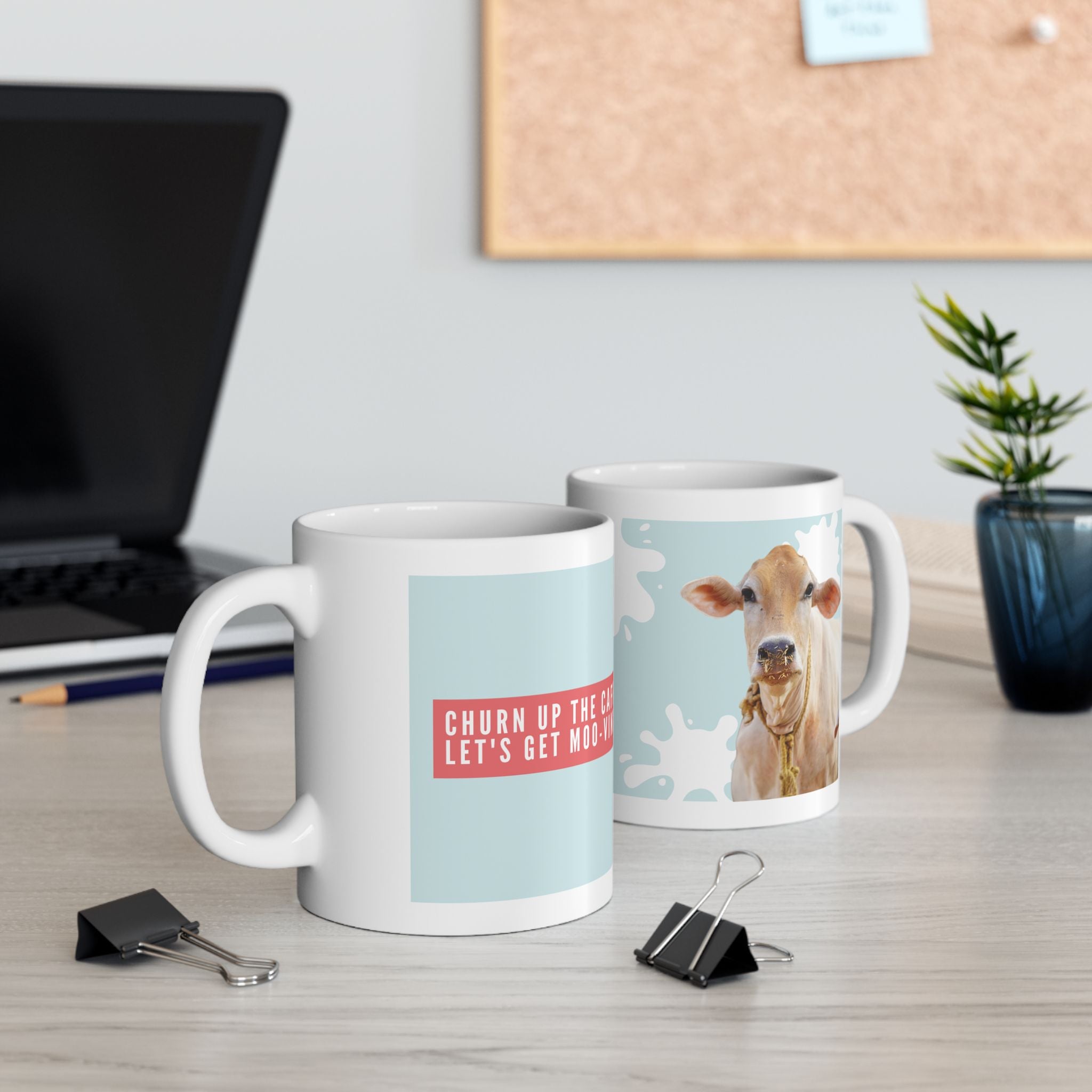 Cute Corgi Coffee Mug — “More Caffeine, Less Woo-ving!” Ceramic Tea Cup (11oz & 15oz)