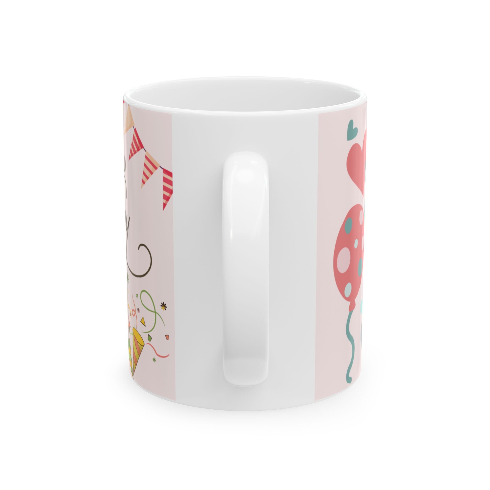 Anniversary Ceramic Mug – Happy Anniversary with Balloons & Cheers (11oz/15oz)