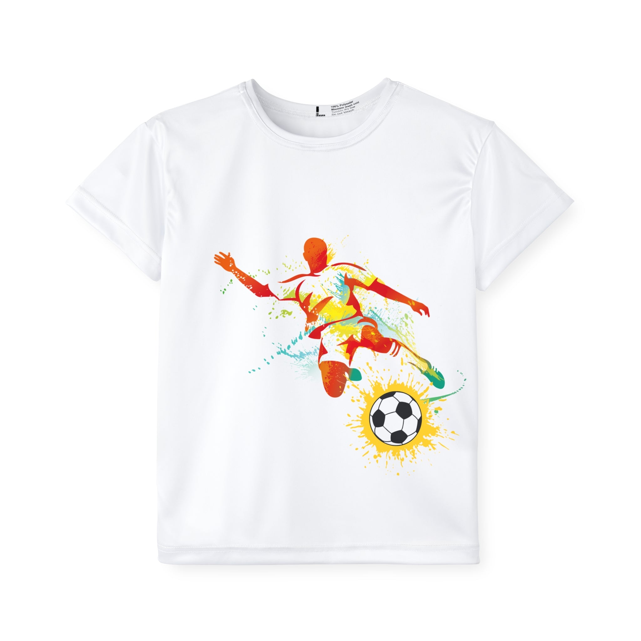 Kids Soccer Jersey — Colorful Watercolor Player Graphic