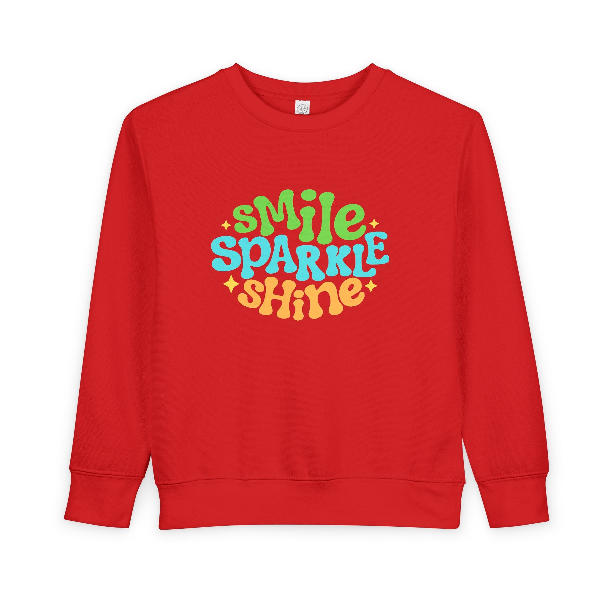 Toddler Sweatshirt – "Smile Sparkle Shine" Retro Rainbow Crewneck