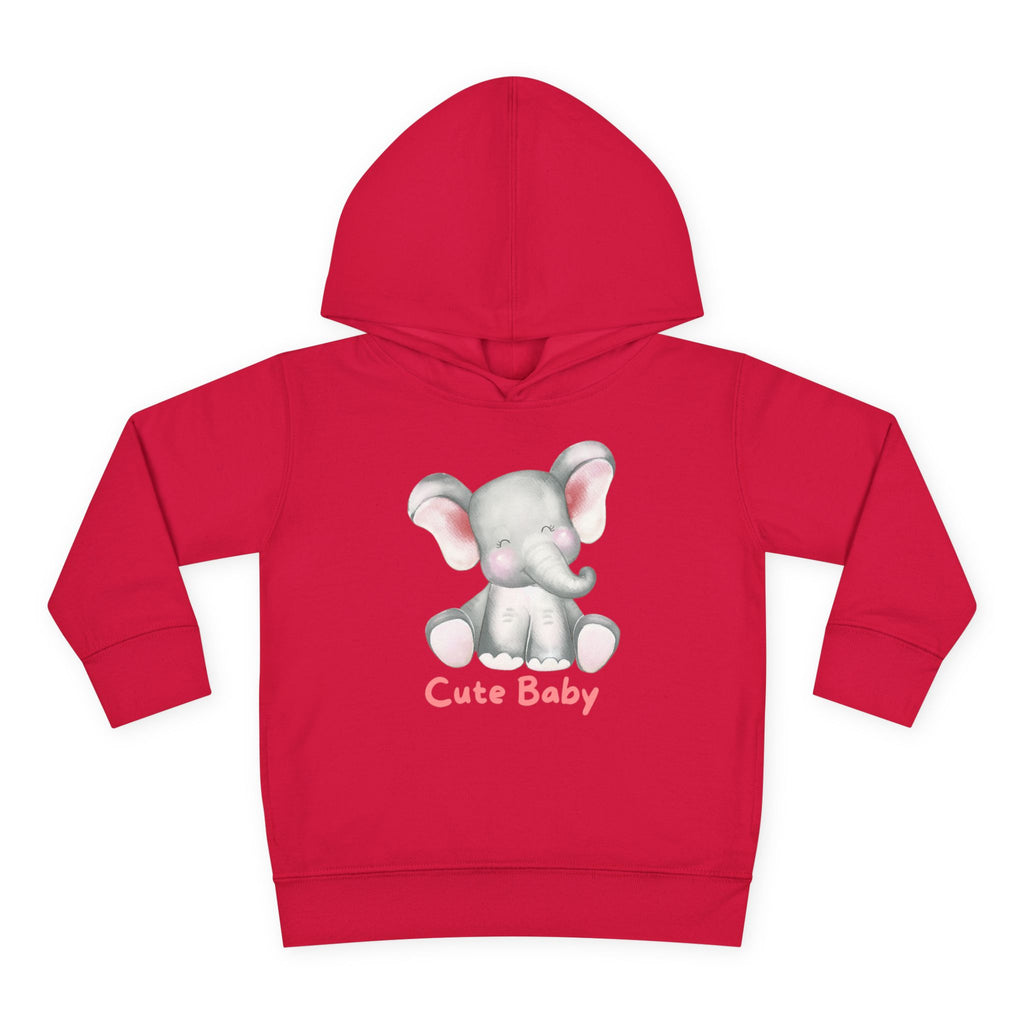 Toddler Hoodie — Cute Baby Elephant Pullover (Pink Text)