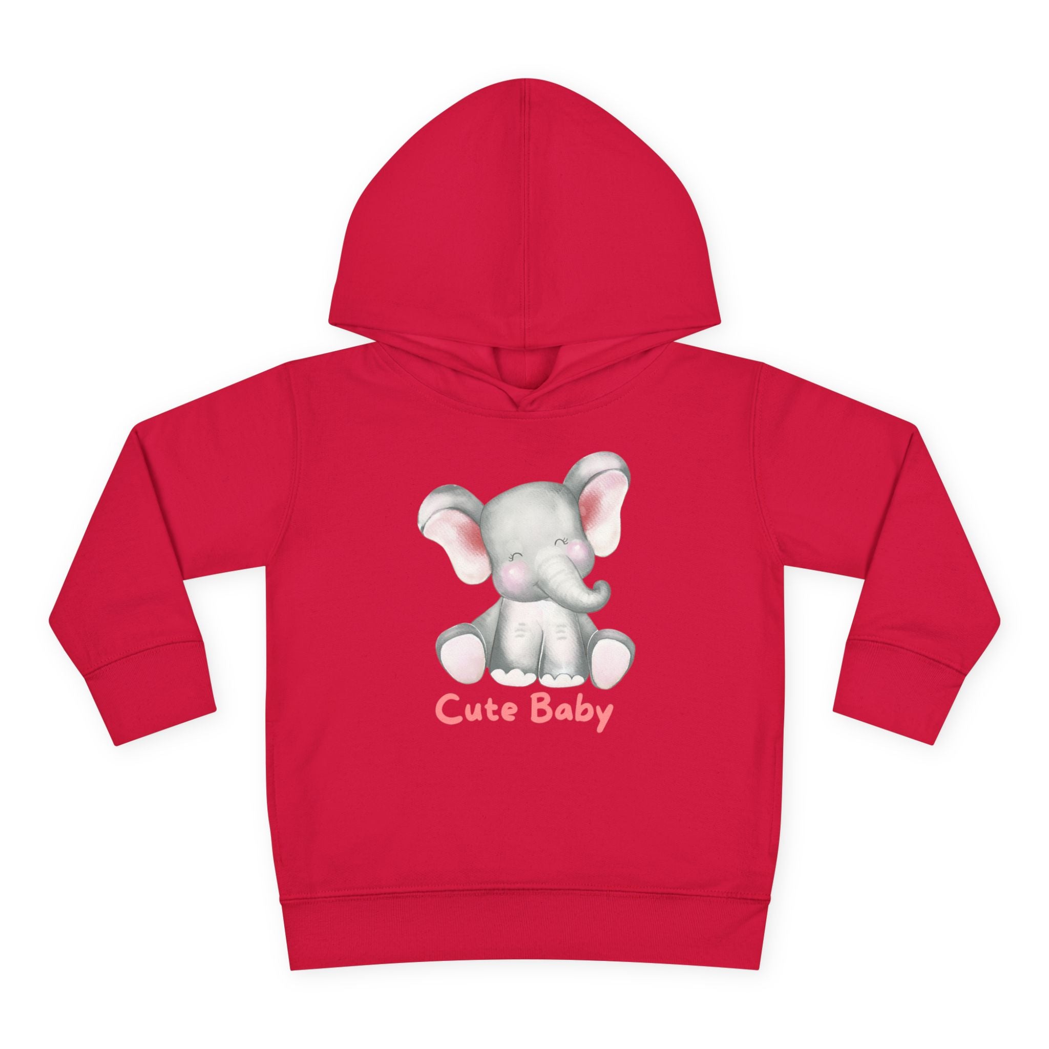 Toddler Hoodie — Cute Baby Elephant Pullover (Pink Text)