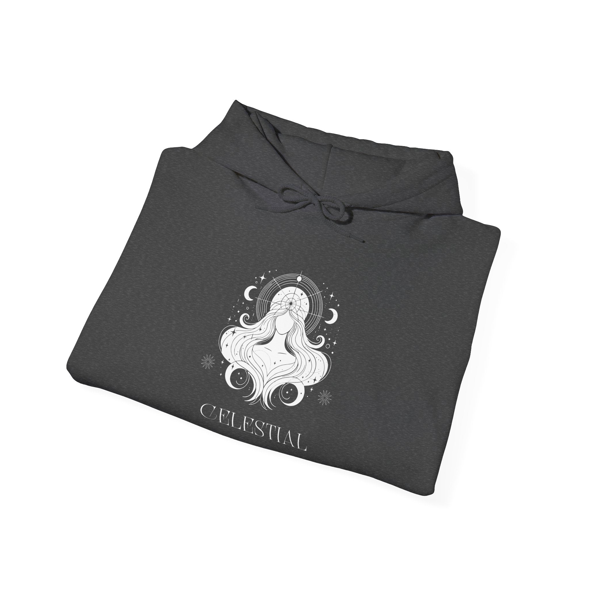 Celestial Goddess Hoodie — Mystical Moon & Star Graphic Sweatshirt