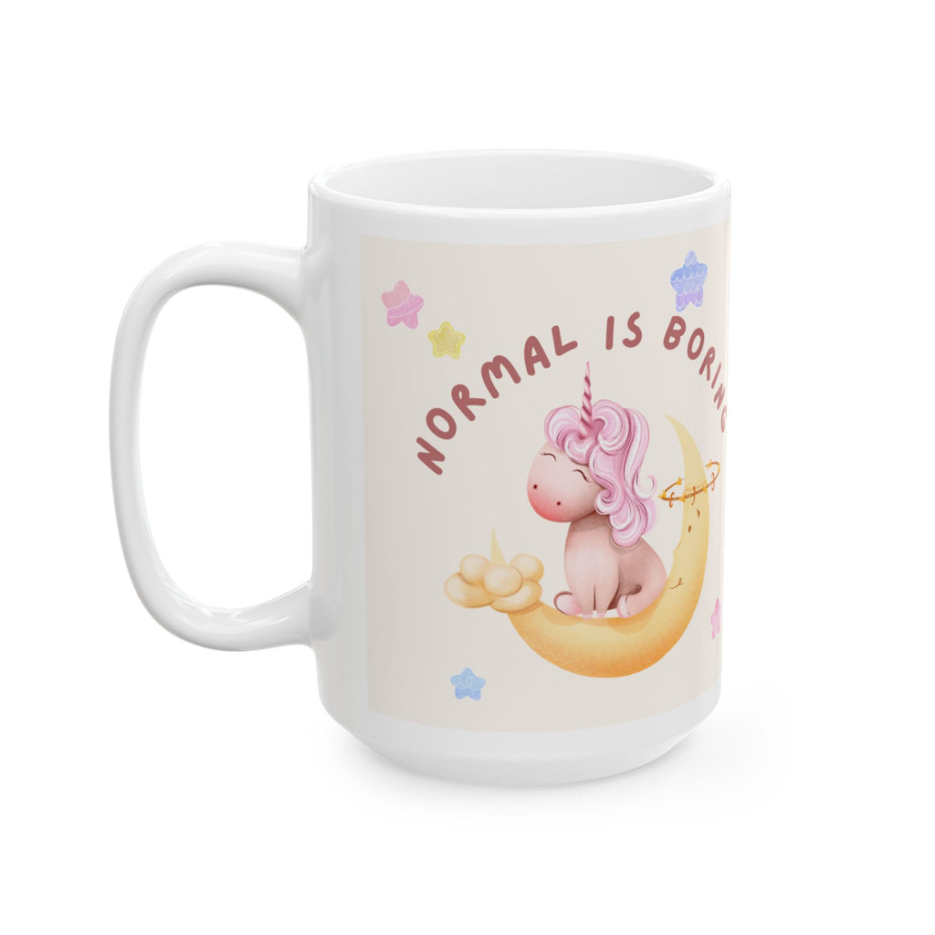 Whimsical Unicorn Moon Ceramic Mug — “No Drama, Be a Unicorn” Cute Pastel Coffee Cup (11oz/15oz)