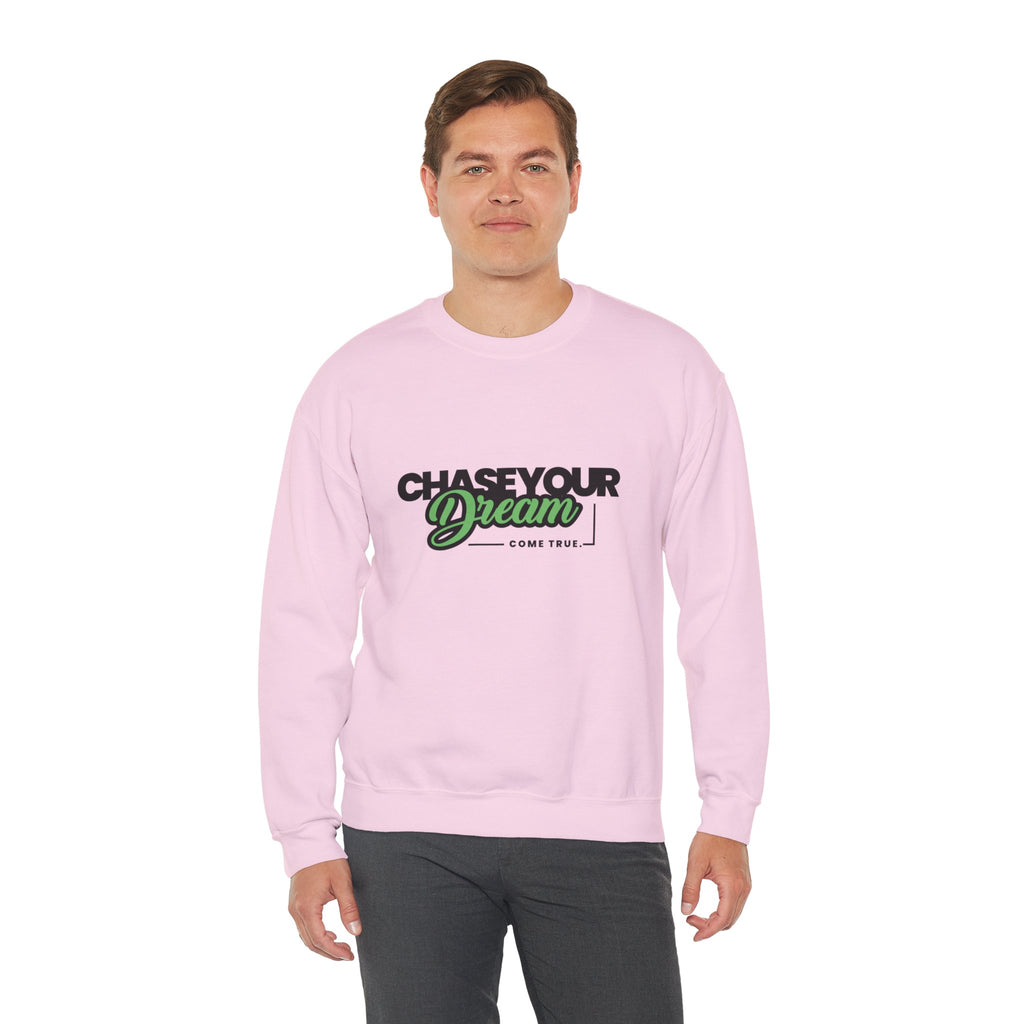 Embroidered Crewneck Sweatshirt - 'Chase Your Dream' Motivational Graphic