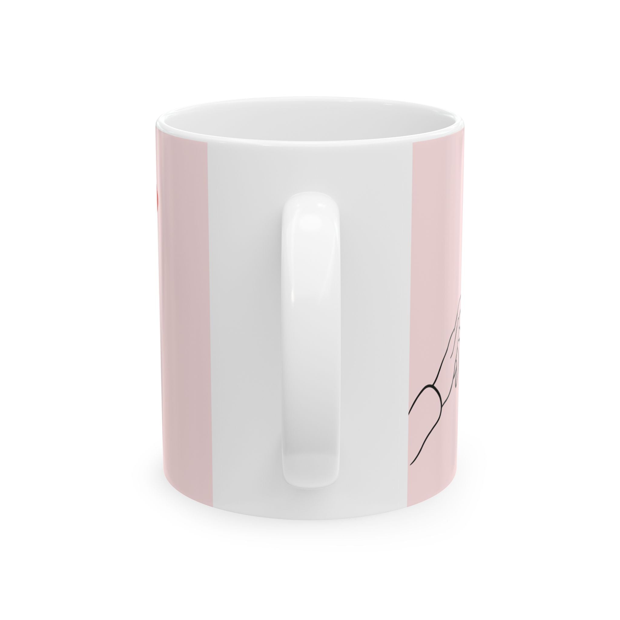 Romantic Quote Ceramic Mug — Pink Couple Hands Design (11oz/15oz)