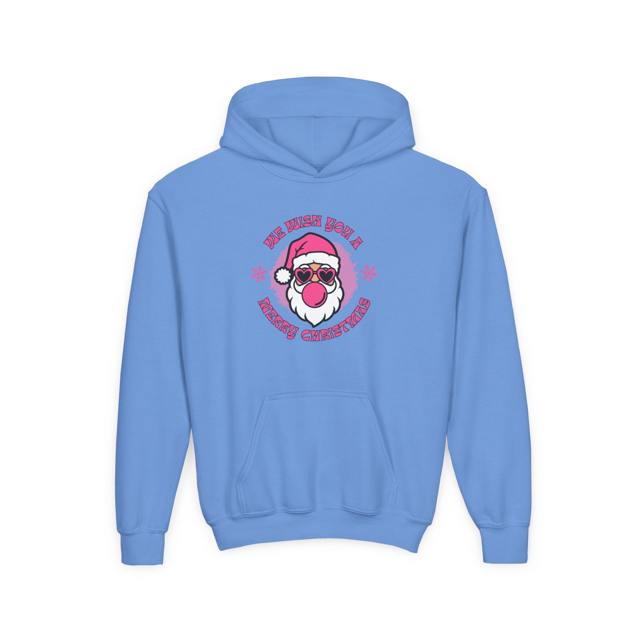 Kids Christmas Hoodie - Pink Sunglasses Santa "He Believes You" Holiday Sweatshirt