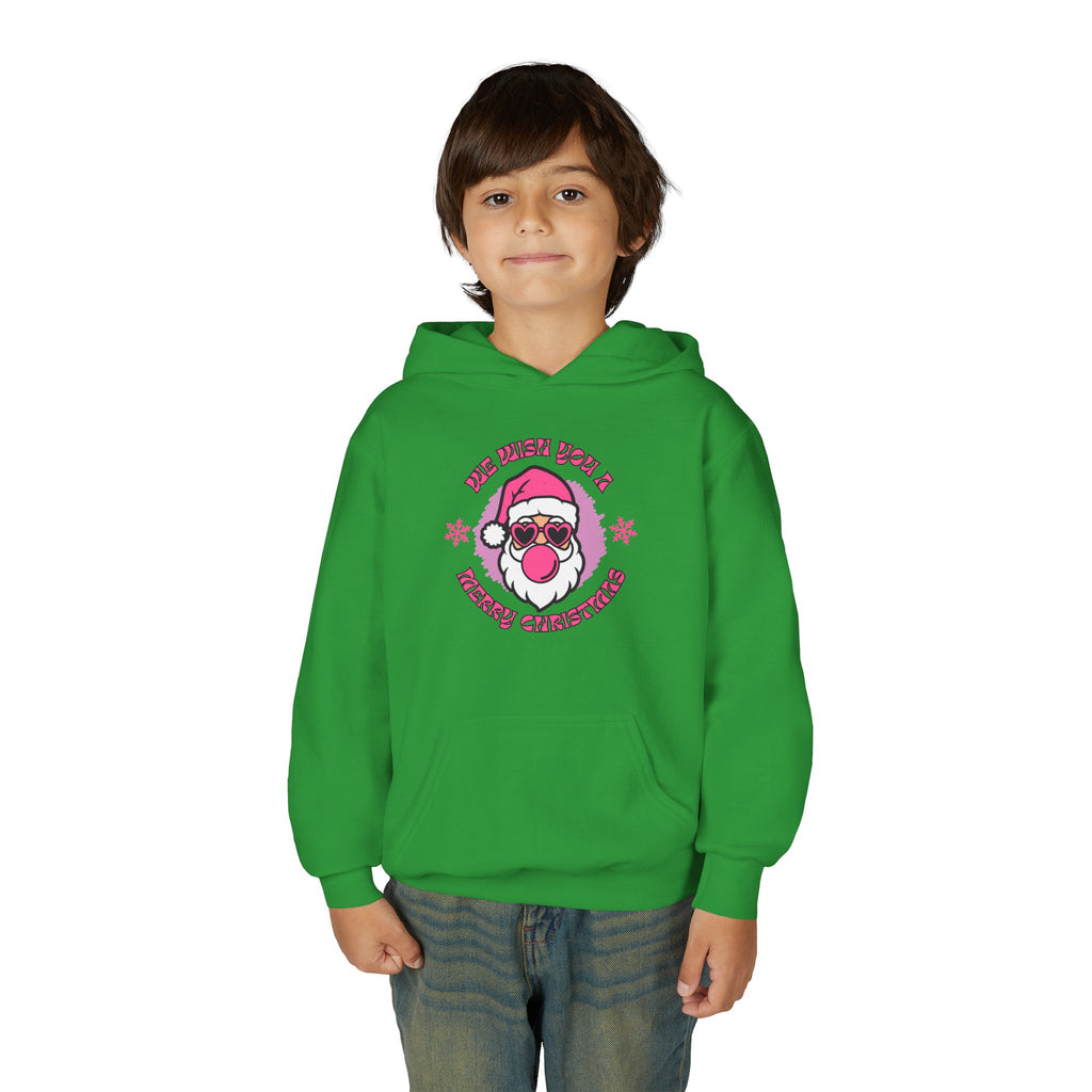 Kids Christmas Hoodie - Pink Sunglasses Santa "He Believes You" Holiday Sweatshirt