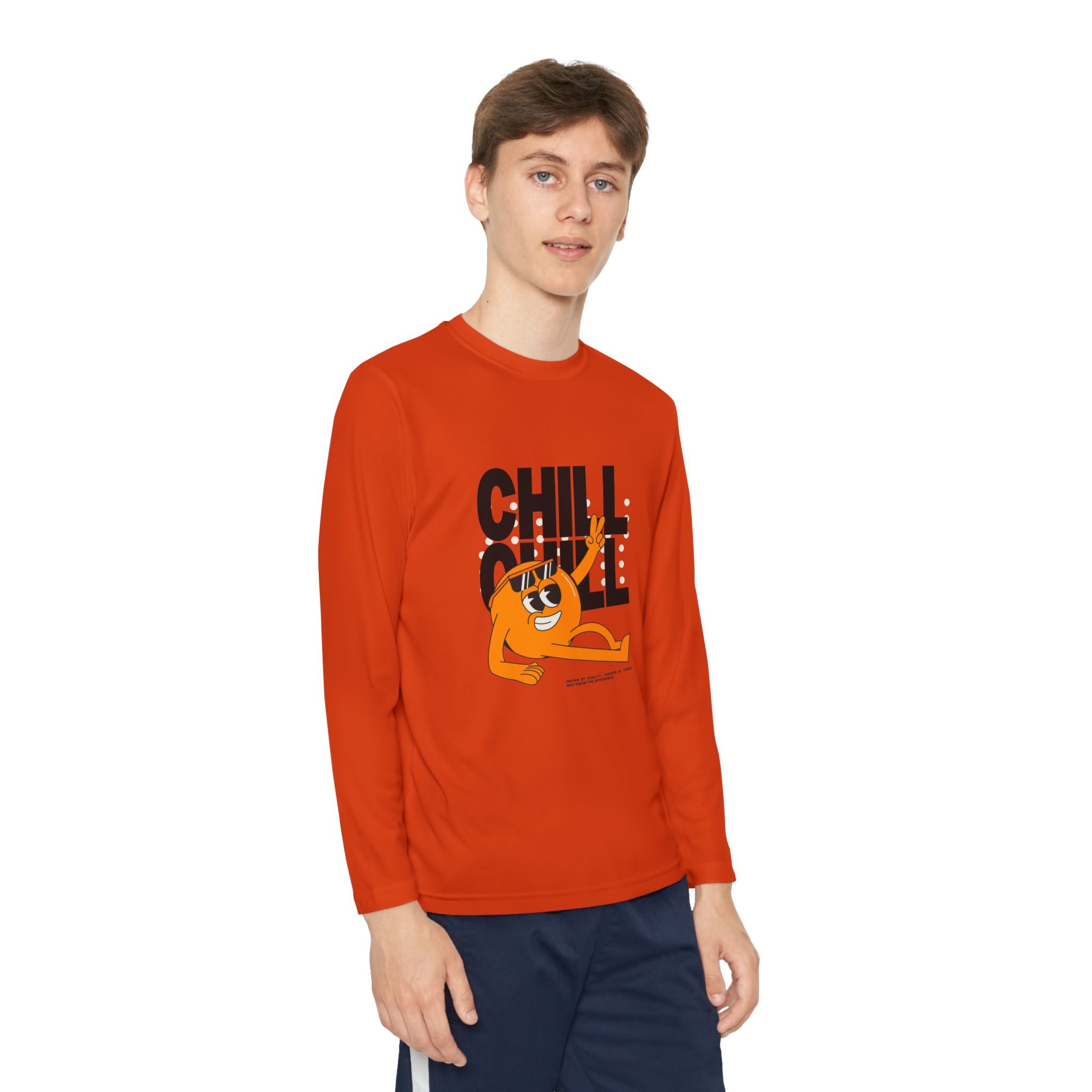 Youth Long Sleeve Tee – 'Chill' Cartoon Character Graphic