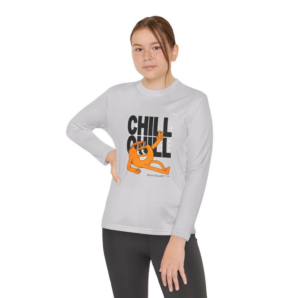 Youth Long Sleeve Tee – 'Chill' Cartoon Character Graphic