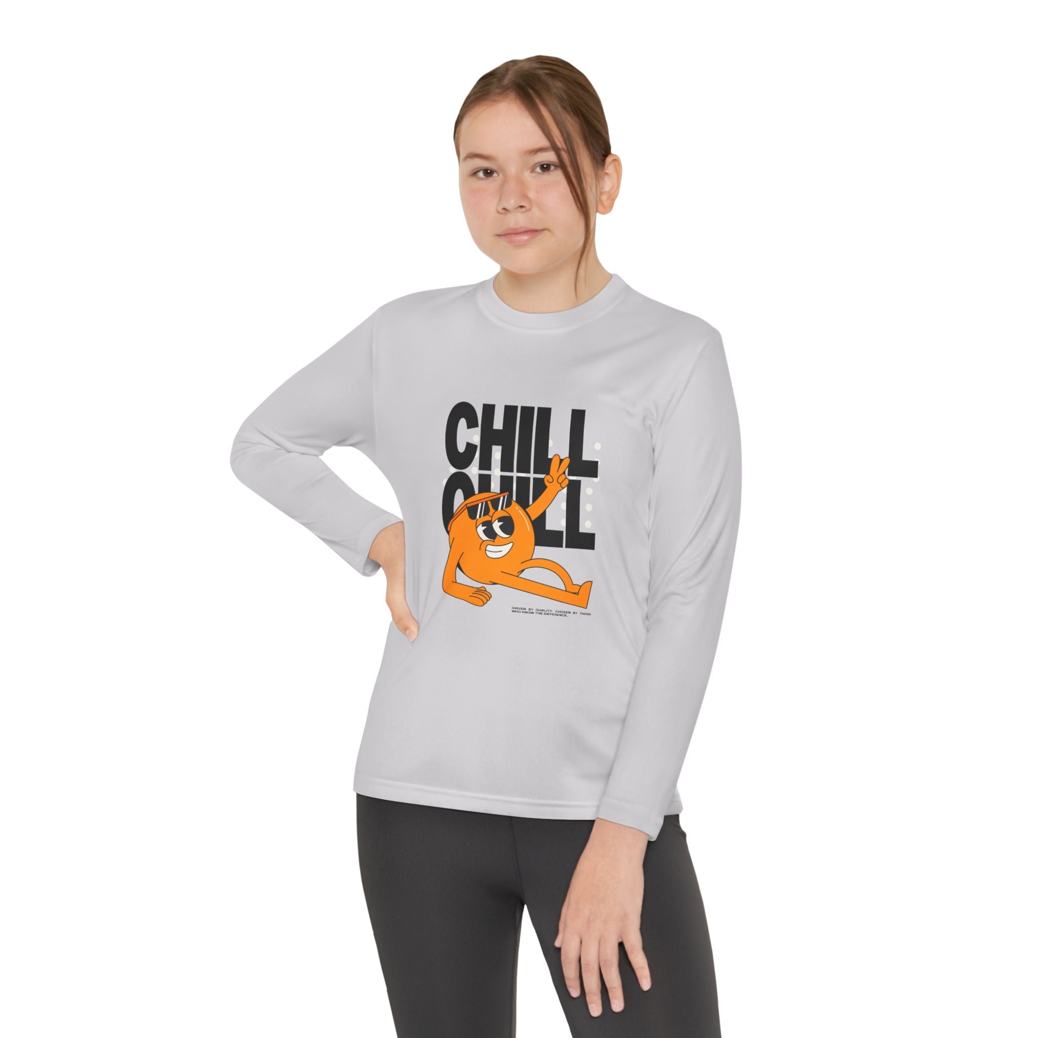 Youth Long Sleeve Tee – 'Chill' Cartoon Character Graphic