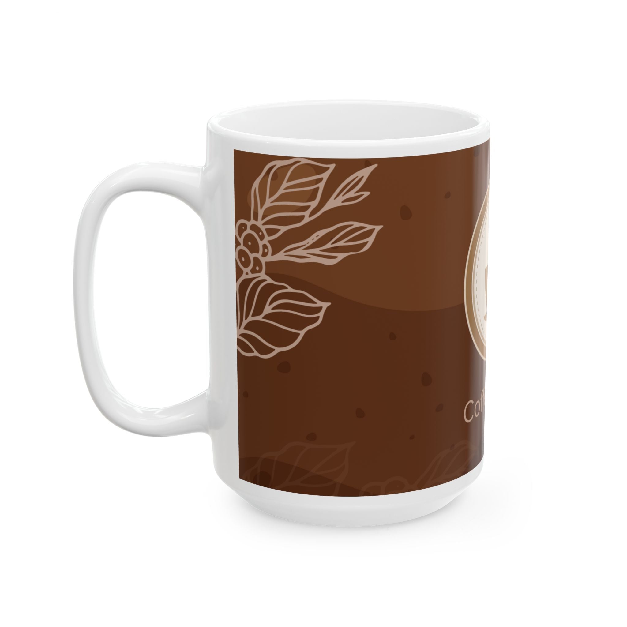 Coffee Break Ceramic Mug – Brown Coffee Cup Design (11oz & 15oz)