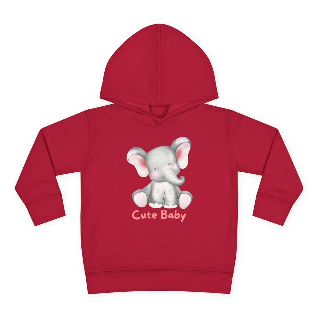 Toddler Hoodie — Cute Baby Elephant Pullover (Pink Text)