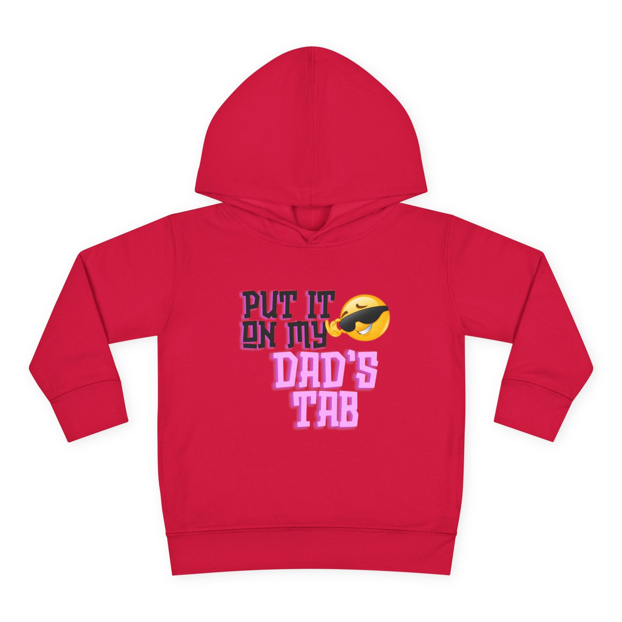 Toddler Fleece Hoodie - "Put it on my dad's tab" Cozy Adventure Print, Light Gray