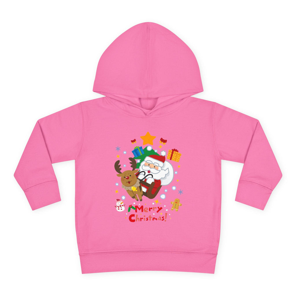 Toddler Hoodie — Merry Christmas Santa & Reindeer Holiday Pullover