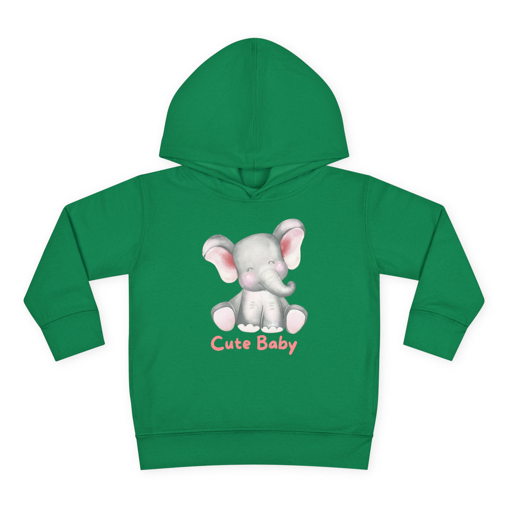 Toddler Hoodie — Cute Baby Elephant Pullover (Pink Text)
