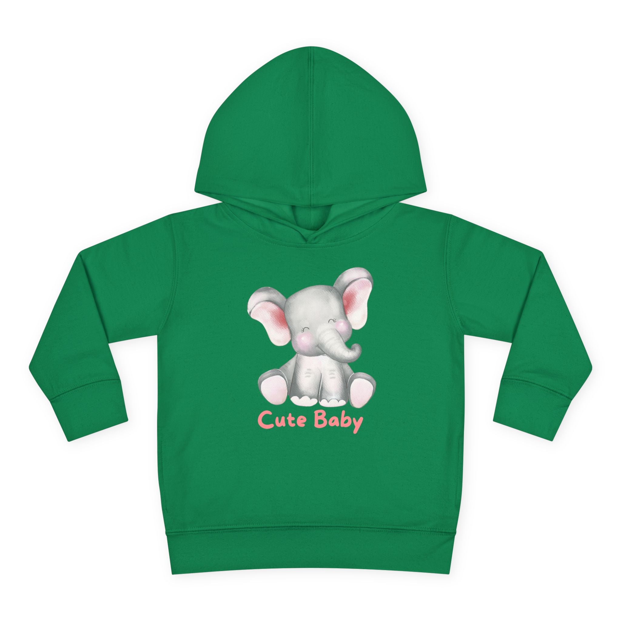 Toddler Hoodie — Cute Baby Elephant Pullover (Pink Text)