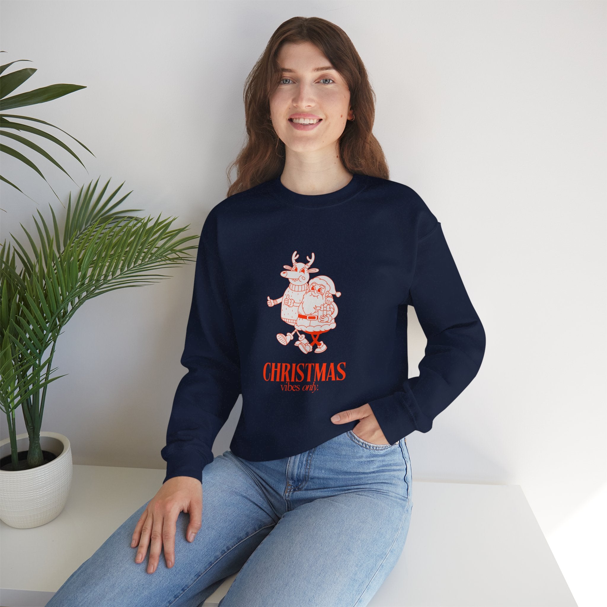 Christmas Santa Reindeer  hand in hand Sweatshirt