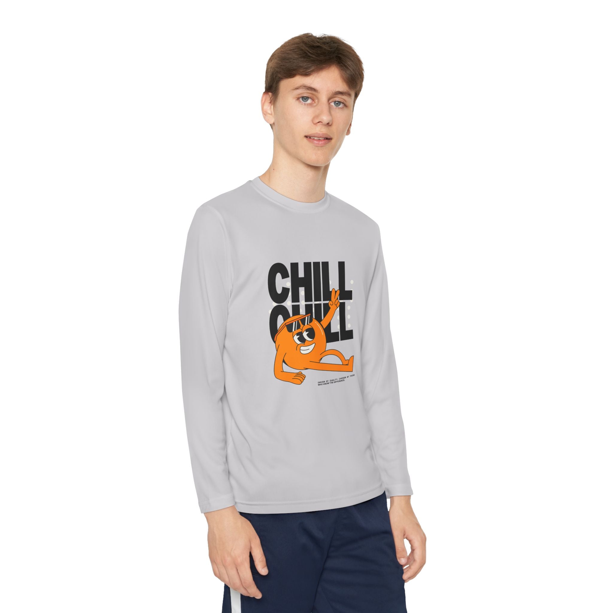 Youth Long Sleeve Tee – 'Chill' Cartoon Character Graphic