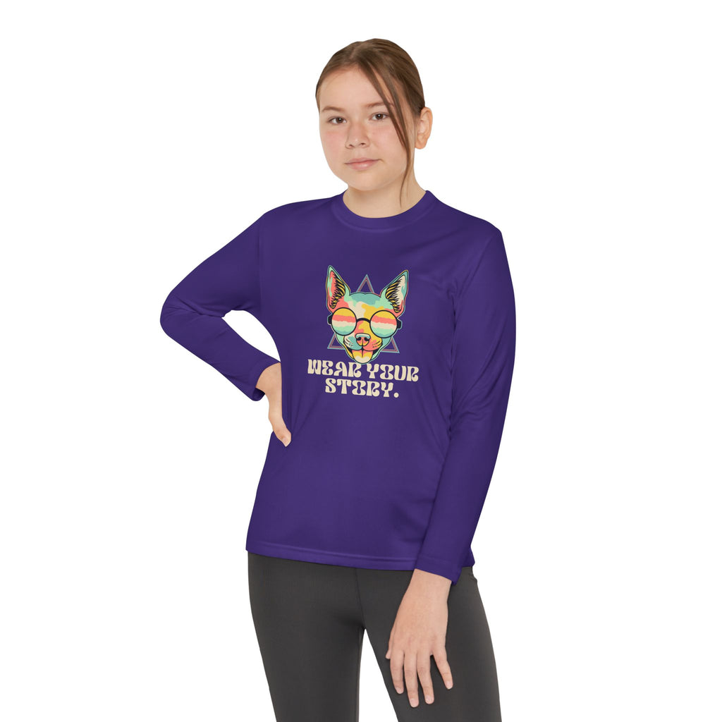 Youth Long Sleeve Tee — 'Wear Your Steez' Neon Dog Graphic
